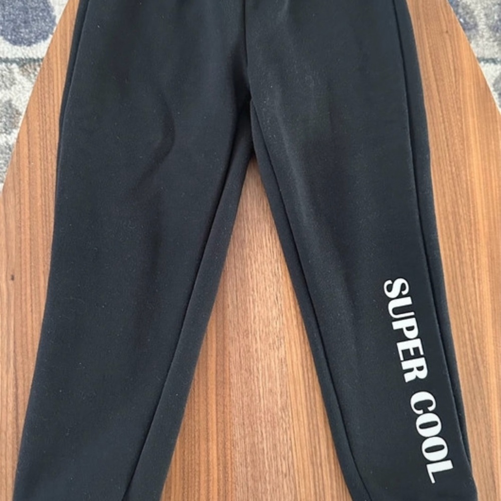 Kids Black Joggers with 'Super Cool' Print